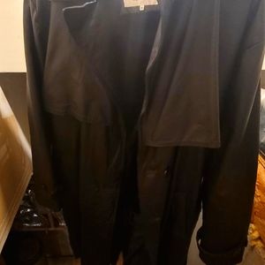 Serge Platini Essentials Milan Italy Black Leather Trench Coat